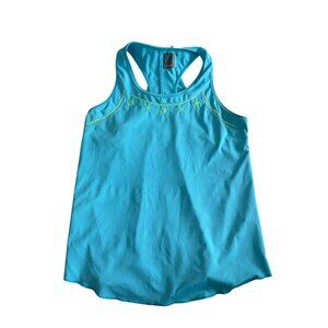 LUCKY IN LOVE Blue Green Floral Tennis Pickleball Tank Top Size Small